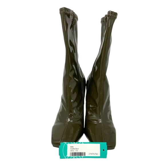 Aldo Fidella Faux Patent Leather Ankle Bootie Olive Green Size 7.5 NWT $140 MSRP - Picture 3 of 7